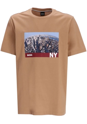 BOSS graphic-print cotton T-shirt - Brown