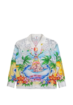 Casablanca Better Days cuban-collar printed long-sleeve shirt - White