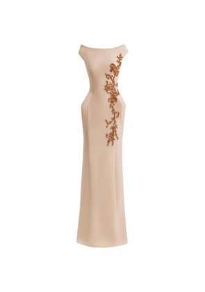 Gemy Maalouf embroidered slim-cut maxi dress - Neutrals