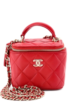 CHANEL Pre-Owned Classic Top Handle Vanity Case with Chain Quilted Lambskin Mini crossbody bag - Red