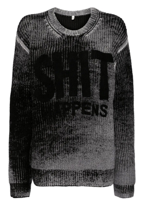 R13 reverse-printed wool jumper - Black