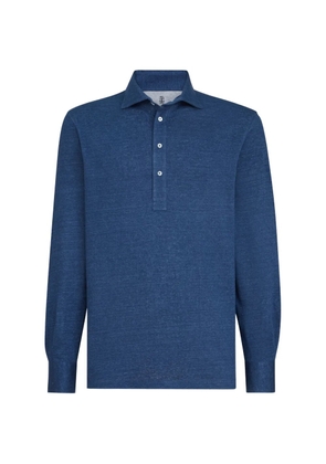 Brunello Cucinelli long-sleeve polo shirt - Blue