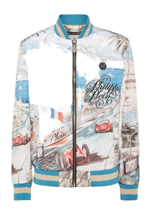 Philipp Plein Monaco Cote d'Azur satin bomber jacket - White