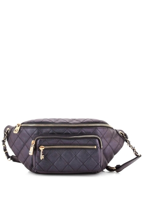 CHANEL Pre-Owned All About Waist Bag Quilted Iridescent Calfskin Medium belt bag - Black