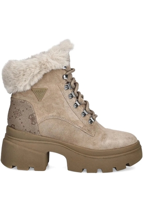 GUESS USA 75mm trimmed lace-up ankle boots - Neutrals