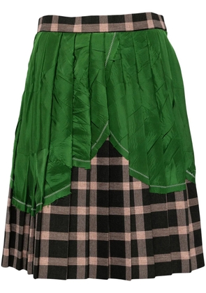 Kolor patchwork pleated mini skirt - Green