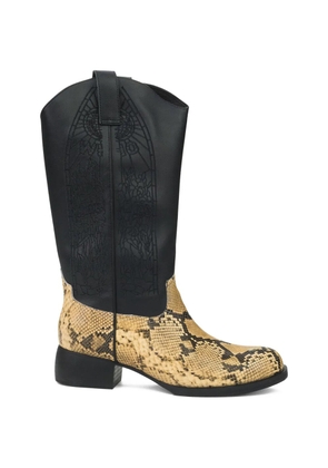 Who Decides War snakeskin westbound boots - Black