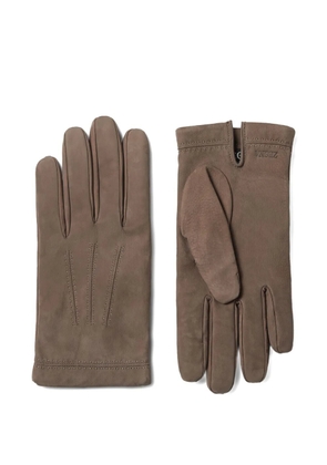Zegna leather gloves - Brown