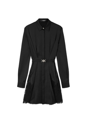Versace lace-trim belted dress - Black