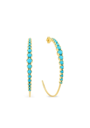 Jennifer Meyer medium turquoise hoop earrings - Gold