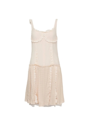 Open YY Flapper ruffled pleated mini dress - Neutrals