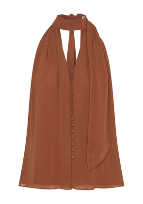 Nicholas Sumira neck-tie buttoned top - Brown