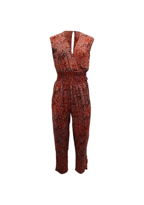 Maje V-neck leopard-pattern jumpsuit - Red