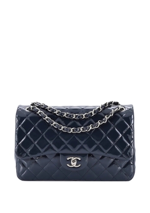 CHANEL Pre-Owned Classic Double Flap Bag Quilted Patent Jumbo shoulder bag - Blue