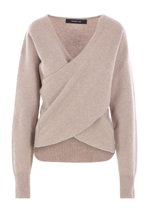 Federica Tosi wrap-front V-neck sweater - Neutrals