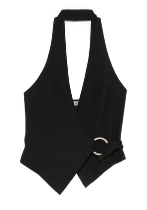 CARLA G. halterneck ring-detail gilet - Black