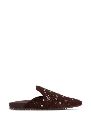 Pedro Garcia Braidy embellished mules - Brown