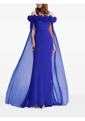 Gemy Maalouf flower off-the-shoulder maxi dress - Blue