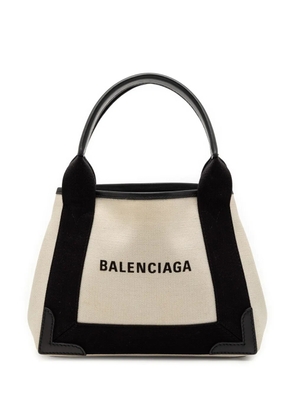 Balenciaga Pre-Owned 2018 Canvas Navy Cabas XS satchel - White