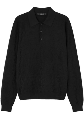 Versace logo-embroidered polo shirt - Black