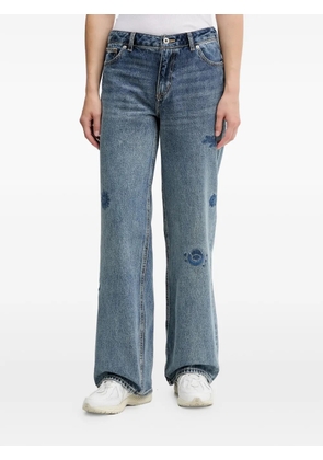 HUGO floral-embroidered jeans - Blue