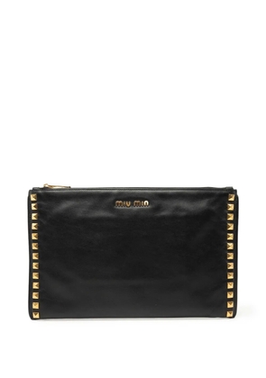 Miu Miu Pre-Owned 2010-2025 Studded Leather Zip clutch bag - Black