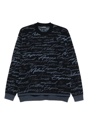 Emporio Armani script-logo sweater - Blue