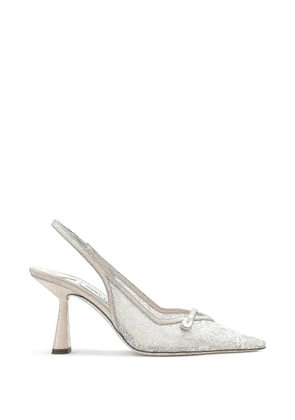 Jimmy Choo Amita lace pearl slingback pumps - White