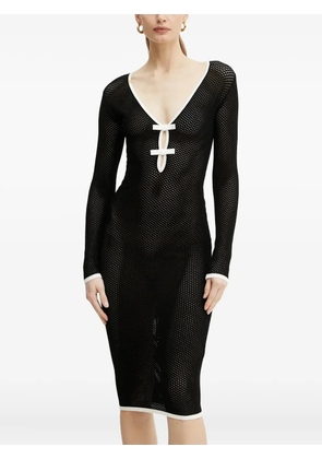 Elisabetta Franchi mesh-paneled V-neck midi dress - Black