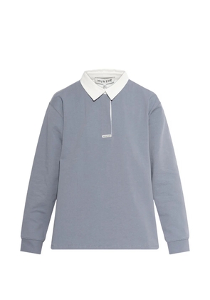 MUNTHE Becent collared long-sleeved polo top - Blue