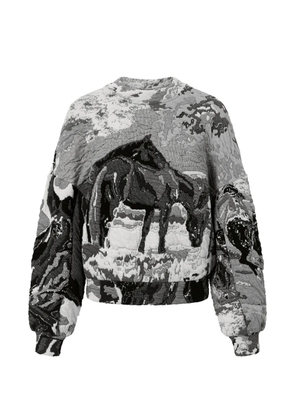 Anntian horses-pattern sweater - Grey