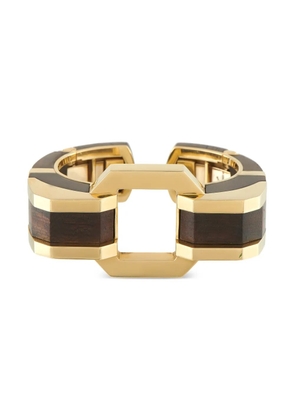 David Webb Cocobolo wood geometric cuff bracelet - Gold