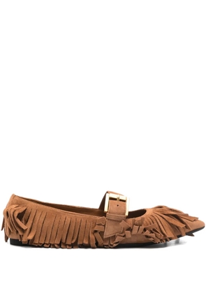 Nº21 fringed buckle-fastening ballet flats - Brown