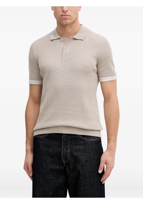 Joop! ribbed short sleeve polo shirt - Neutrals