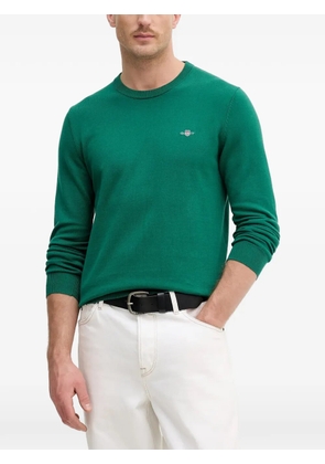 Gant Shield-embroidered crew-neck sweater - Green