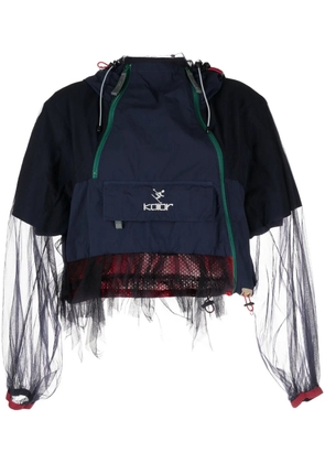 Kolor logo-print hooded blouson jacket - Blue