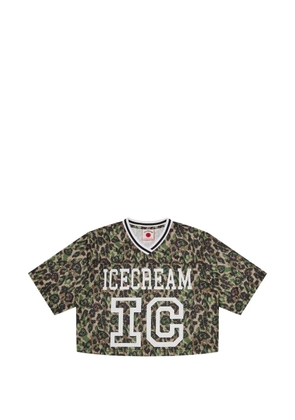 ICECREAM camouflage V-neck T-shirt - Green