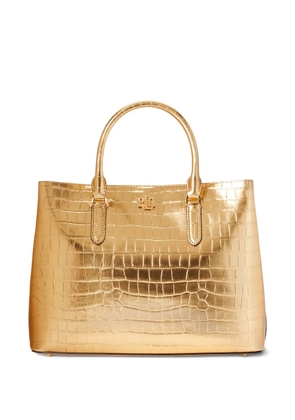 Lauren Ralph Lauren embossed-leather top-handle satchel bag - Gold