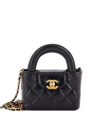 CHANEL Pre-Owned Kelly Top Handle Shopping Bag Quilted Shiny Aged Calfskin Nano crossbody bag - Black