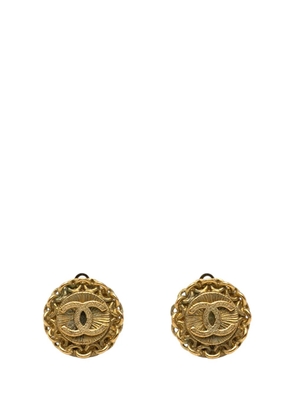 CHANEL Pre-Owned 1995 Gold Plated CC Chain Round Clip On Earrings costume earrings