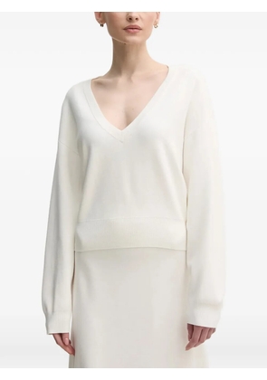 OUI V-neck long-sleeve sweater - White
