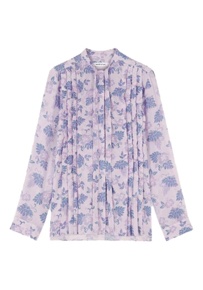 Maison Kitsuné floral pussy-bow top - Purple