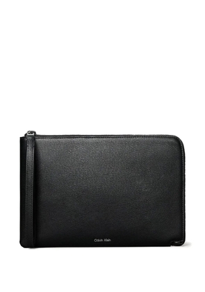 Calvin Klein faux-leather wrist-strap pouch bag - Black
