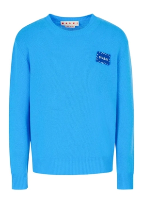 Marni logo-patch crew-neck sweater - Blue