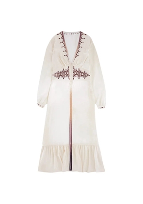 Fortela Wada embroidered V-neck midi dress - Neutrals