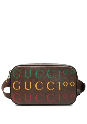 Gucci Pre-Owned 2016-2025 100th Anniversary Textured Dollar Calfskin Logo belt bag - Brown