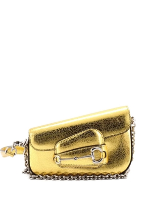 Gucci Pre-Owned Horsebit 1955 Asymmetric Leather Mini shoulder bag - Gold