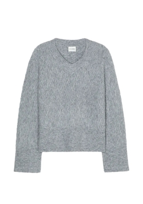Closed patterned V-neck sweater - Grey