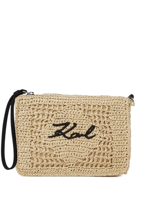 Karl Lagerfeld signature crochet pouch - Neutrals
