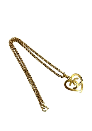 CHANEL Pre-Owned 1995 CC Gold Plated Heart Pendant Necklace costume necklace